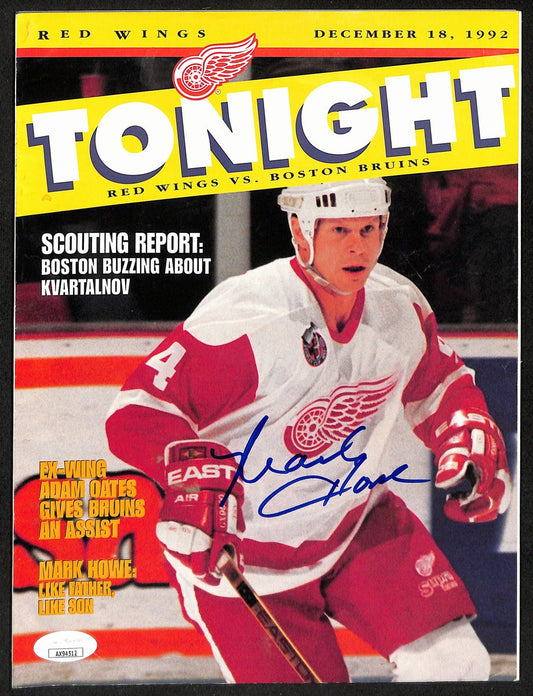 Mark Howe Detroit Red Wings Signed 1992 Red Wings vs Bruins Program JSA 197150