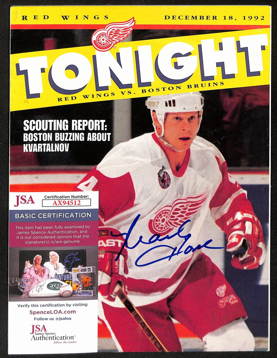 Mark Howe Detroit Red Wings Signed 1992 Red Wings vs Bruins Program JSA 197150