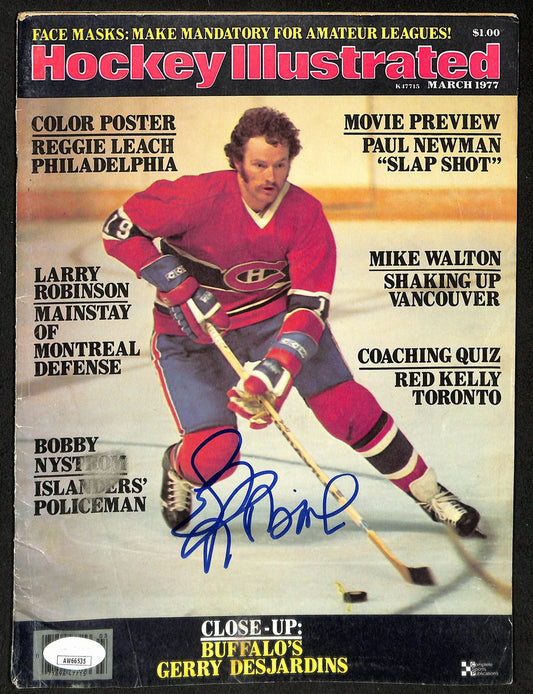 Larry Robinson Montreal Canadiens Signed 1977 Hockey Illustrated  JSA 197158