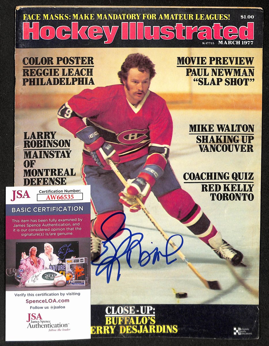 Larry Robinson Montreal Canadiens Signed 1977 Hockey Illustrated JSA 197158
