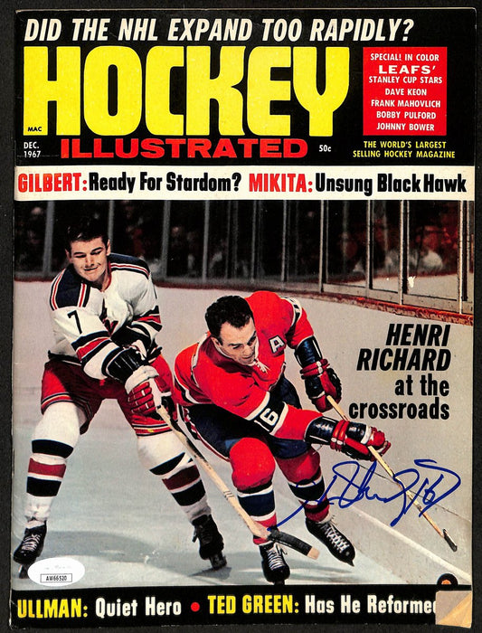 Henri Richard Montreal Canadiens Signed Dec 1967 Hockey Illustrated JSA 197161