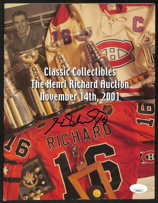 Henri Richard Montreal Canadiens Signed 2001 Richard Auction Magazine JSA 197162