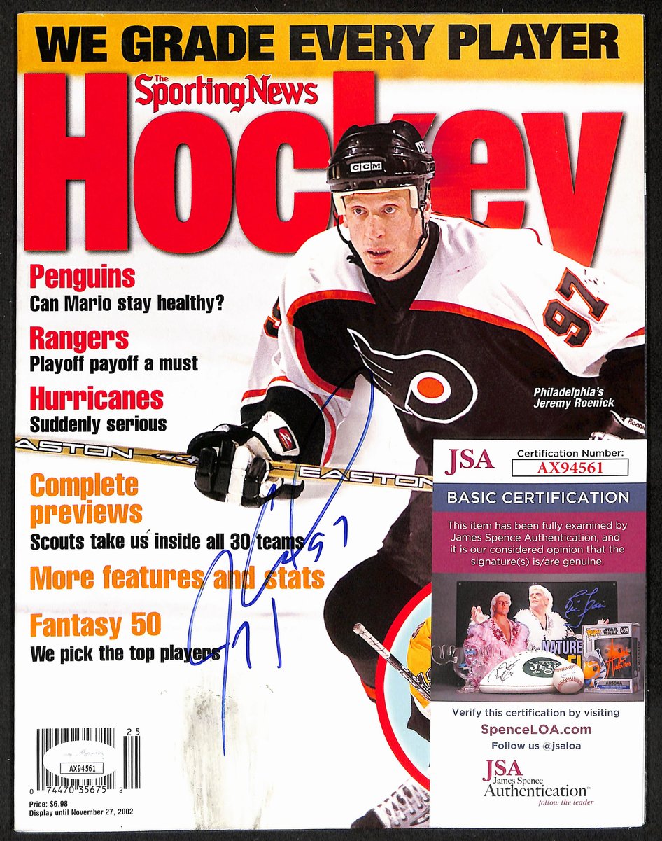 Jeremy Roenick Flyers Signed 2002 Sporting News Hockey Preview JSA 197167