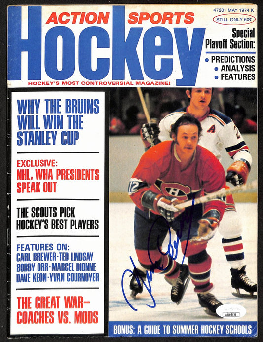 Yvan Cournoyer Montreal Canadiens Signed 1974 Action Sports Hockey JSA 197175