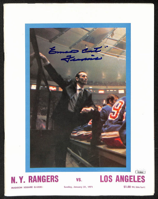 Emile Francis New York Rangers Signed 1970 Rangers vs Kings Program JSA 197184