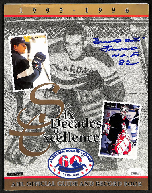 Emile Francis New York Rangers Signed 1996 AHL Official Guide  JSA 197185