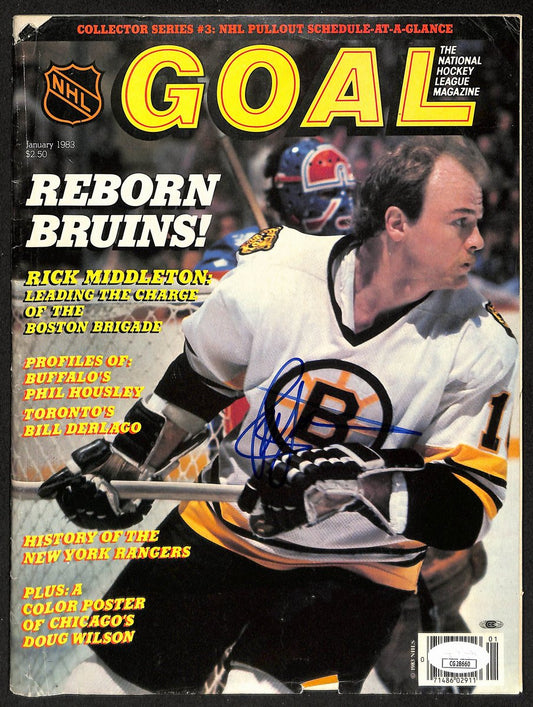Rick Middleton Boston Bruin Signed January 1983 Goal Magazine JSA 197189