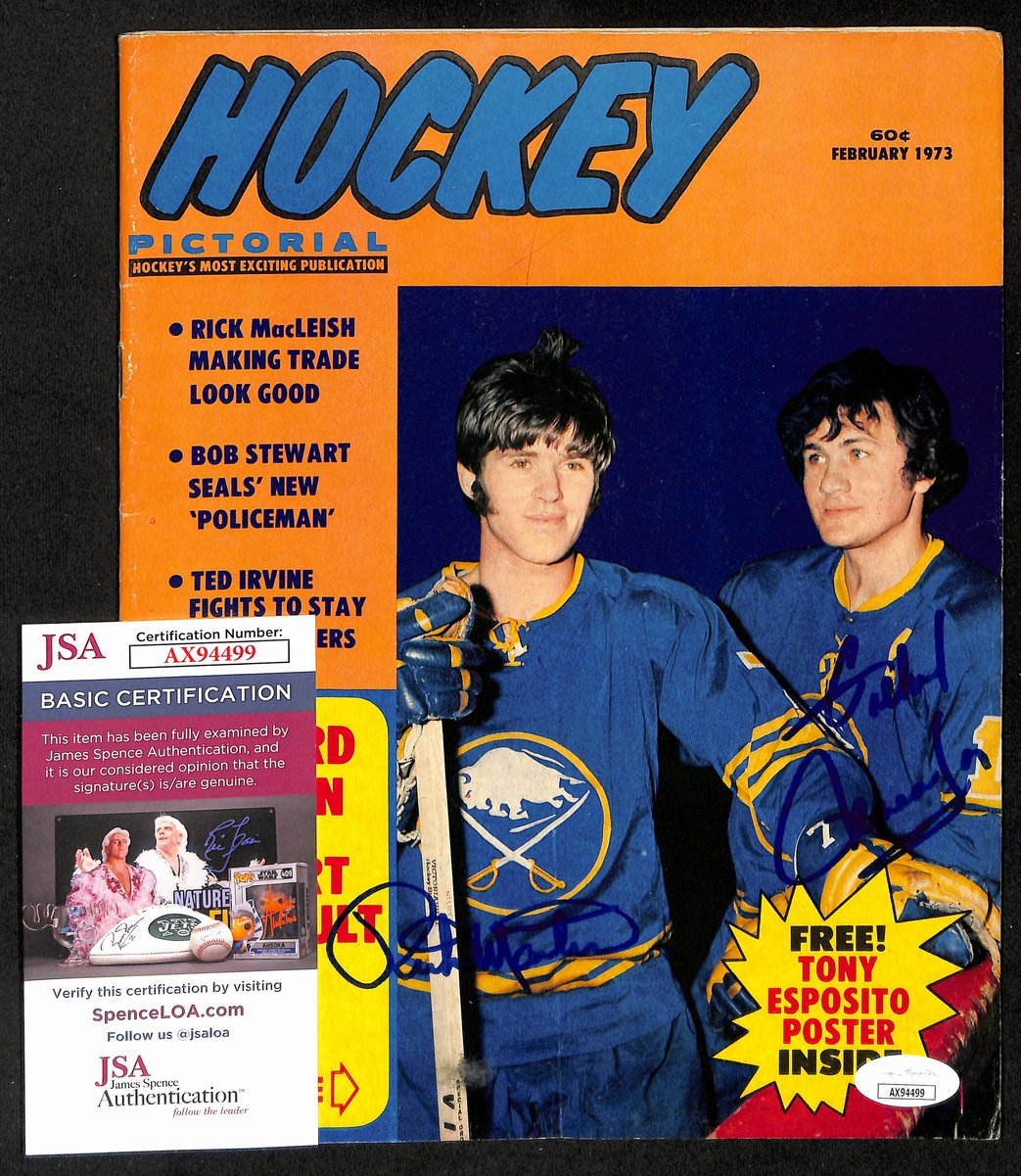 Richard Martin/Gilbert Perreault Sabres Signed 1973 Hockey Pictorial JSA 197091