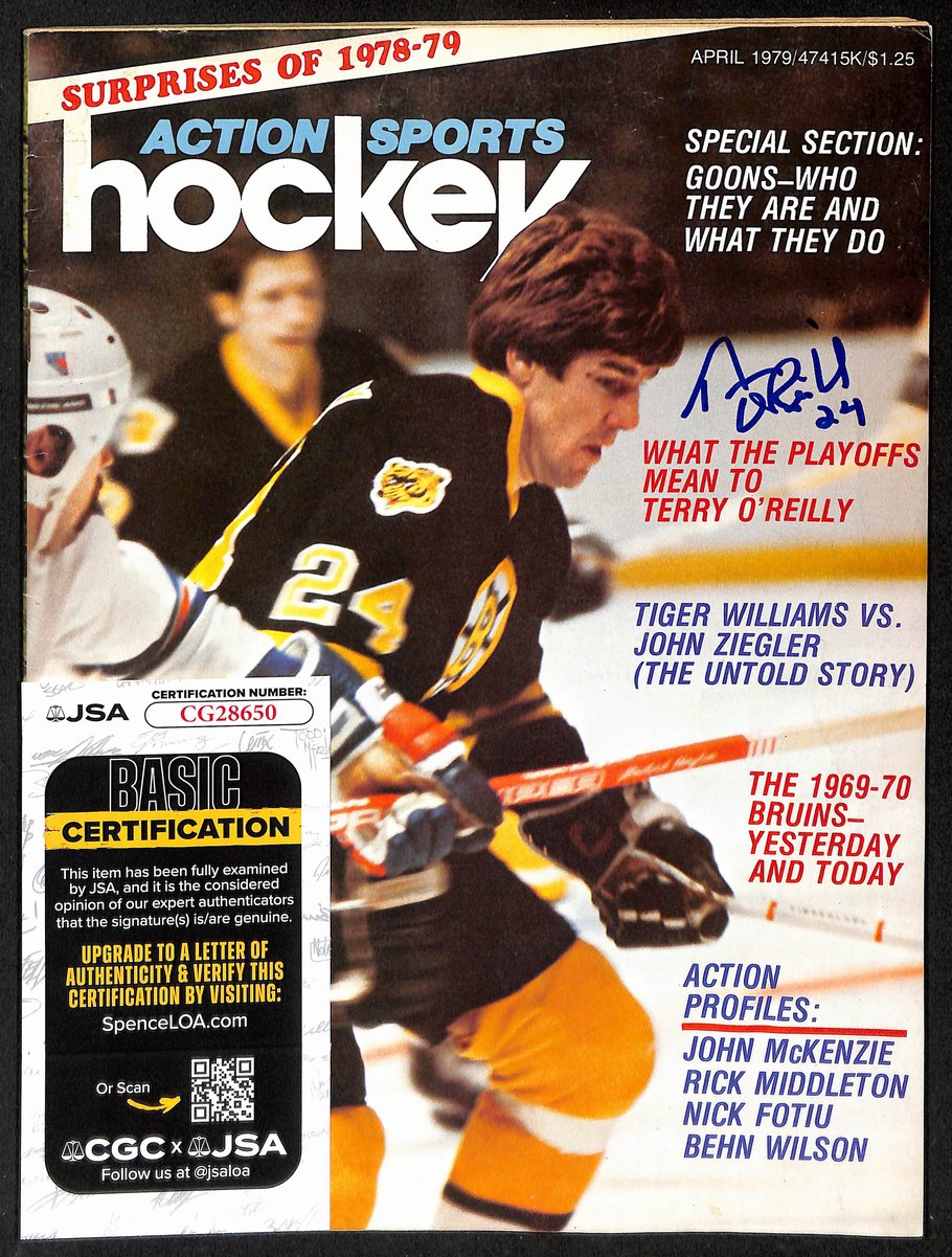 Terry O'Reilly Boston Bruins Signed April 1979 Action Sports Hockey JSA 197229