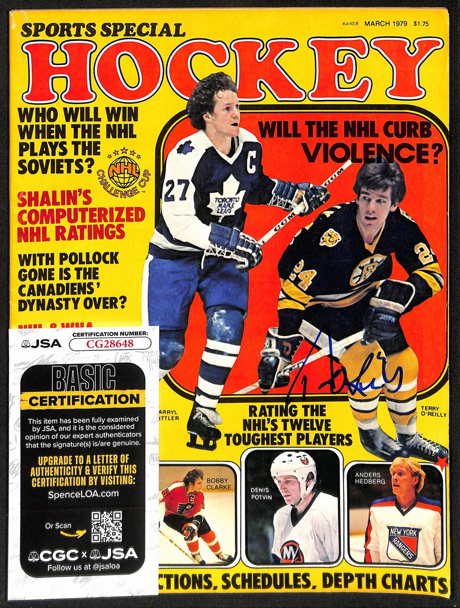 Terry O'Reilly Boston Bruins Signed March 1979 Sports Special Hockey JSA 197230