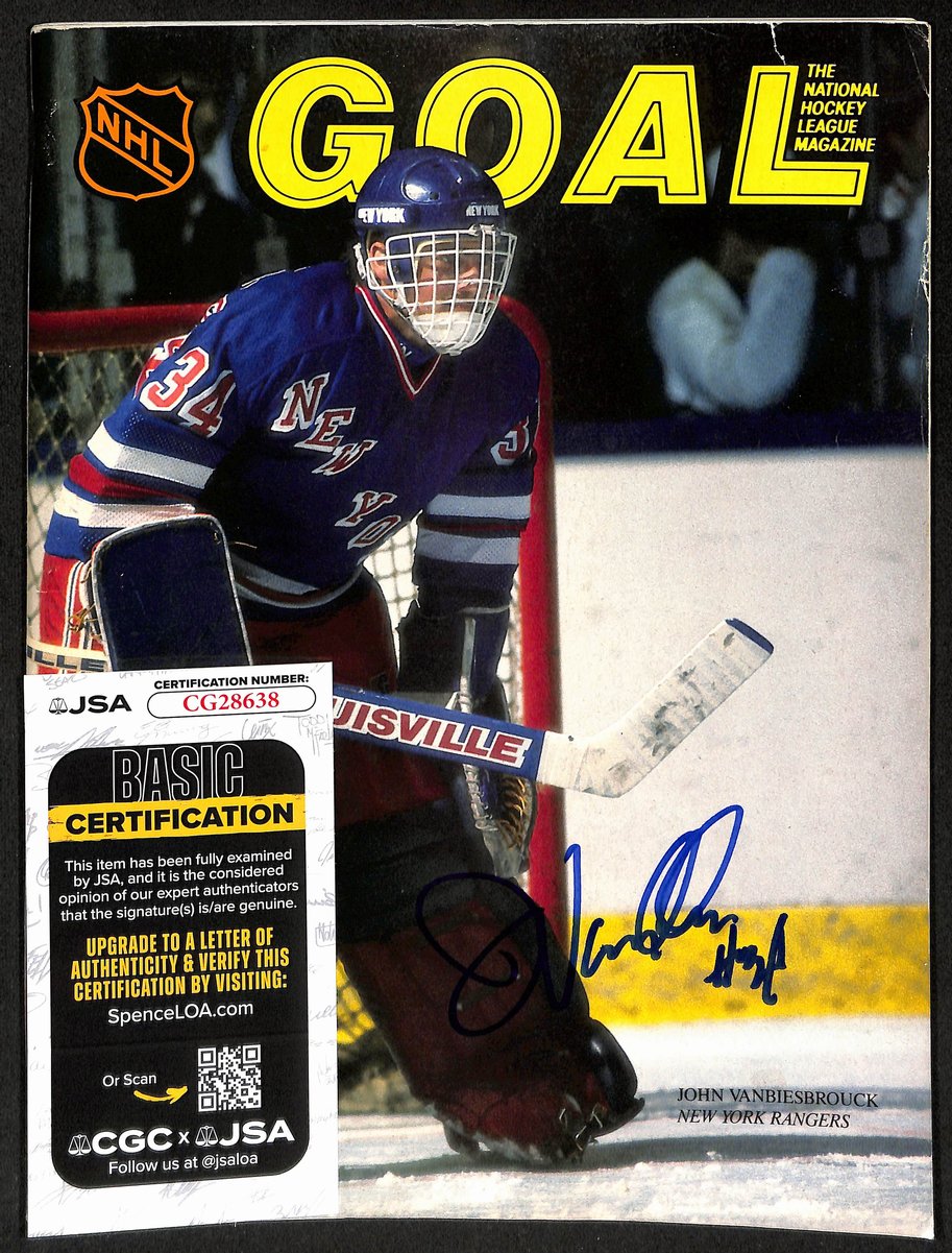 John Vanbiesbrouk New York Rangers Signed Goal Magazine JSA 197239