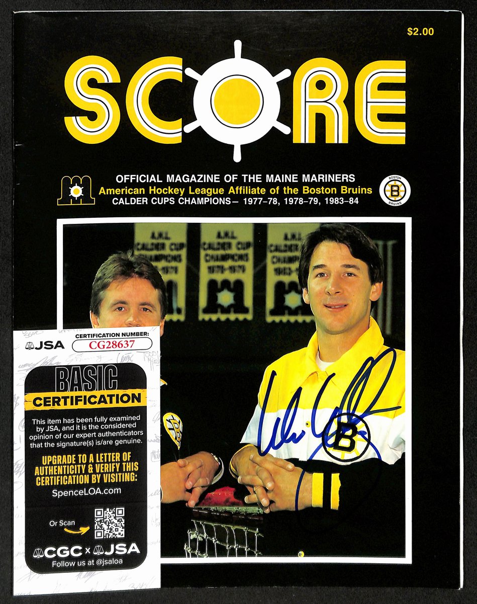 Mike Milbury Boston Bruins Signed Maine Mariners Score Program JSA 197241