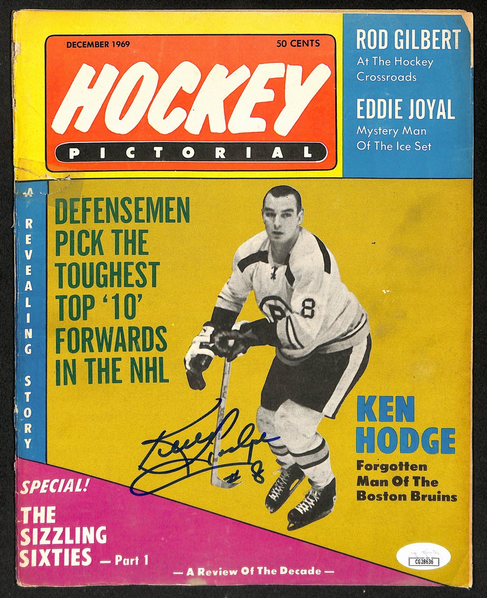 Ken Hodge Boston Bruins Signed December 1969 Hockey Pictorial JSA 197242