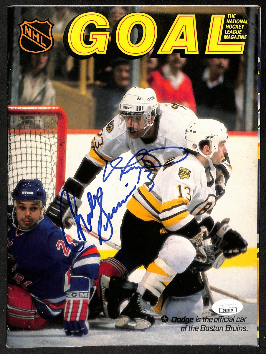 Charlie Simmer/Ken Linesman Boston Bruins Signed Goal Magazine JSA 197254