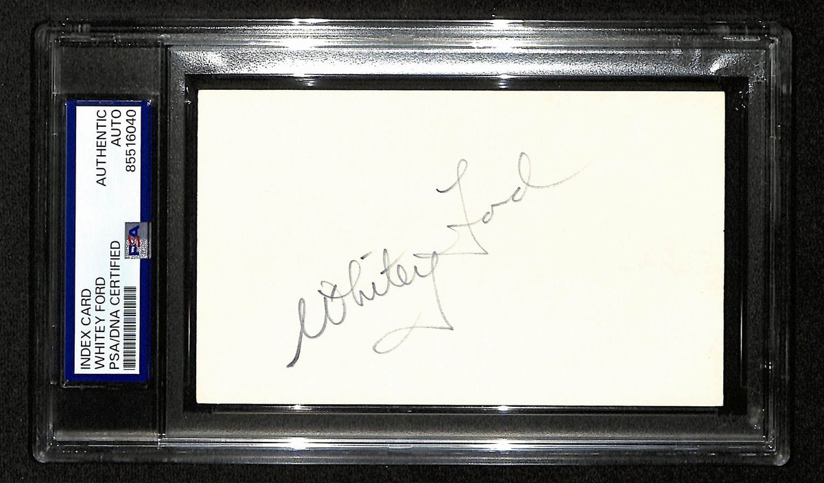 Whitey Ford NY Yankees HOF Signed/Autographed 3x5 Index Card PSA/DNA 196915