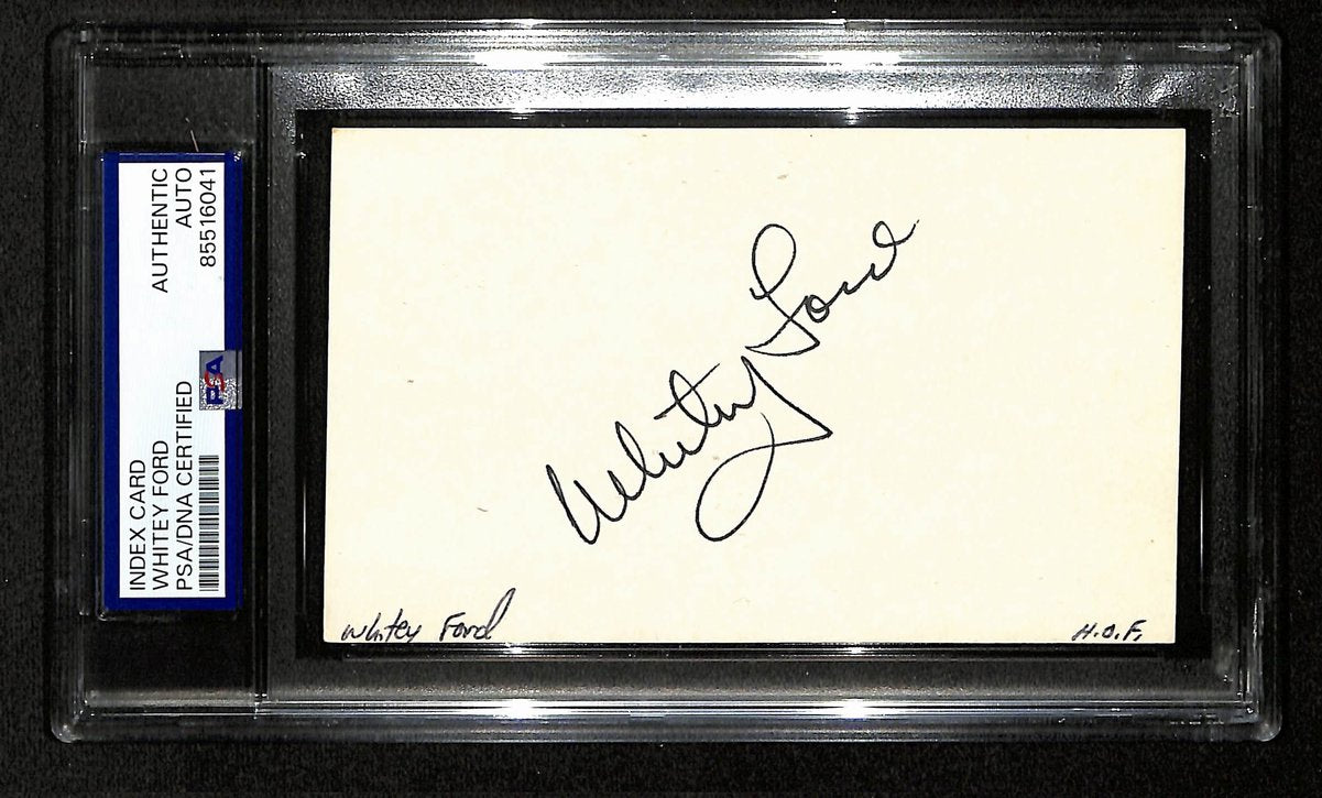 Whitey Ford NY Yankees HOF Signed/Autographed 3x5 Index Card PSA/DNA 196917