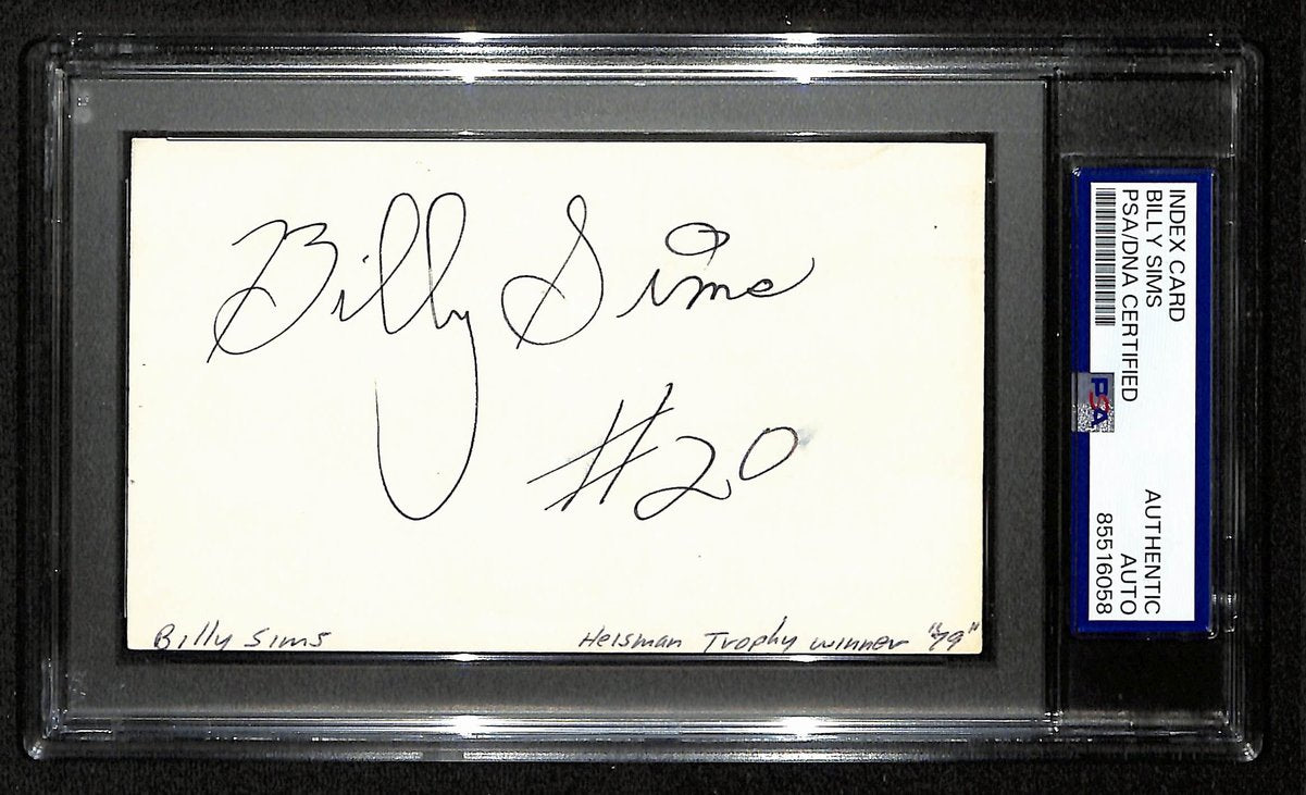 Billy Sims  Oklahoma  Heisman Signed/Autographed 3x5 Index Card PSA/DNA 196944