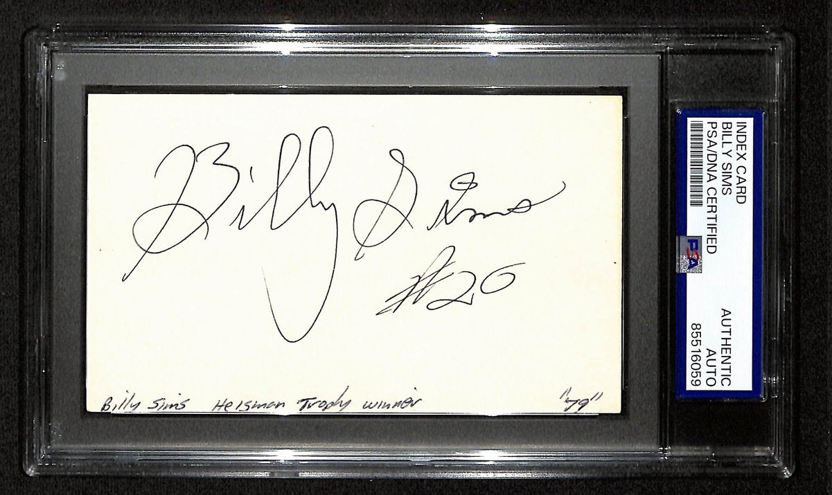Billy Sims  Oklahoma  Heisman Signed/Autographed 3x5 Index Card PSA/DNA 196945