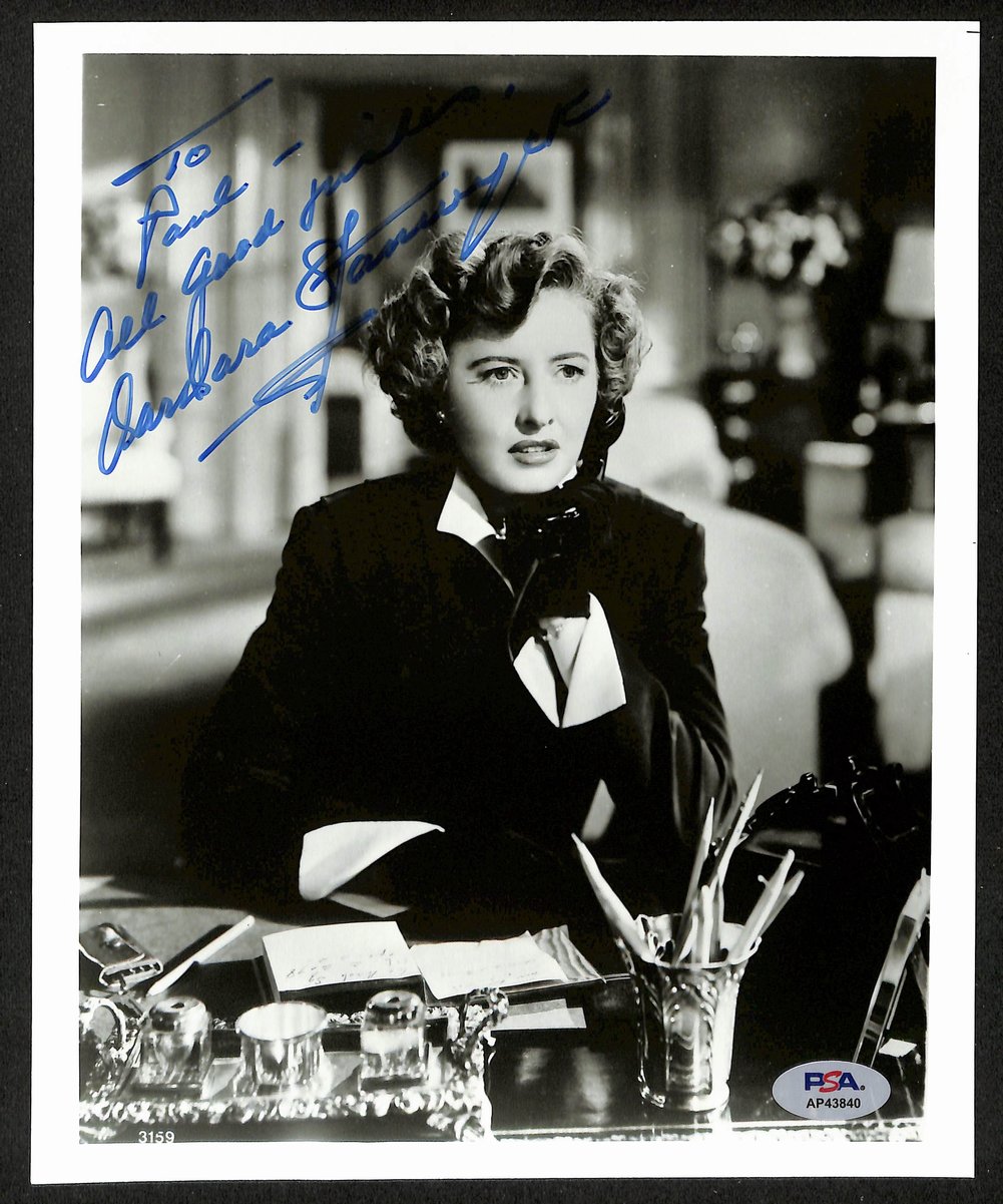 Barbara Stanwyck Actor Signed/Inscribed Vintage 8x10 B/W Photo PSA/DNA 196888