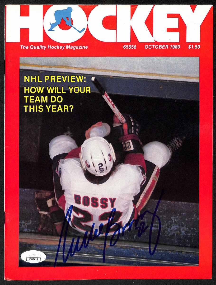Mike Bossy New York Islanders HOF Signed 1980 Hockey Magazine JSA 197264