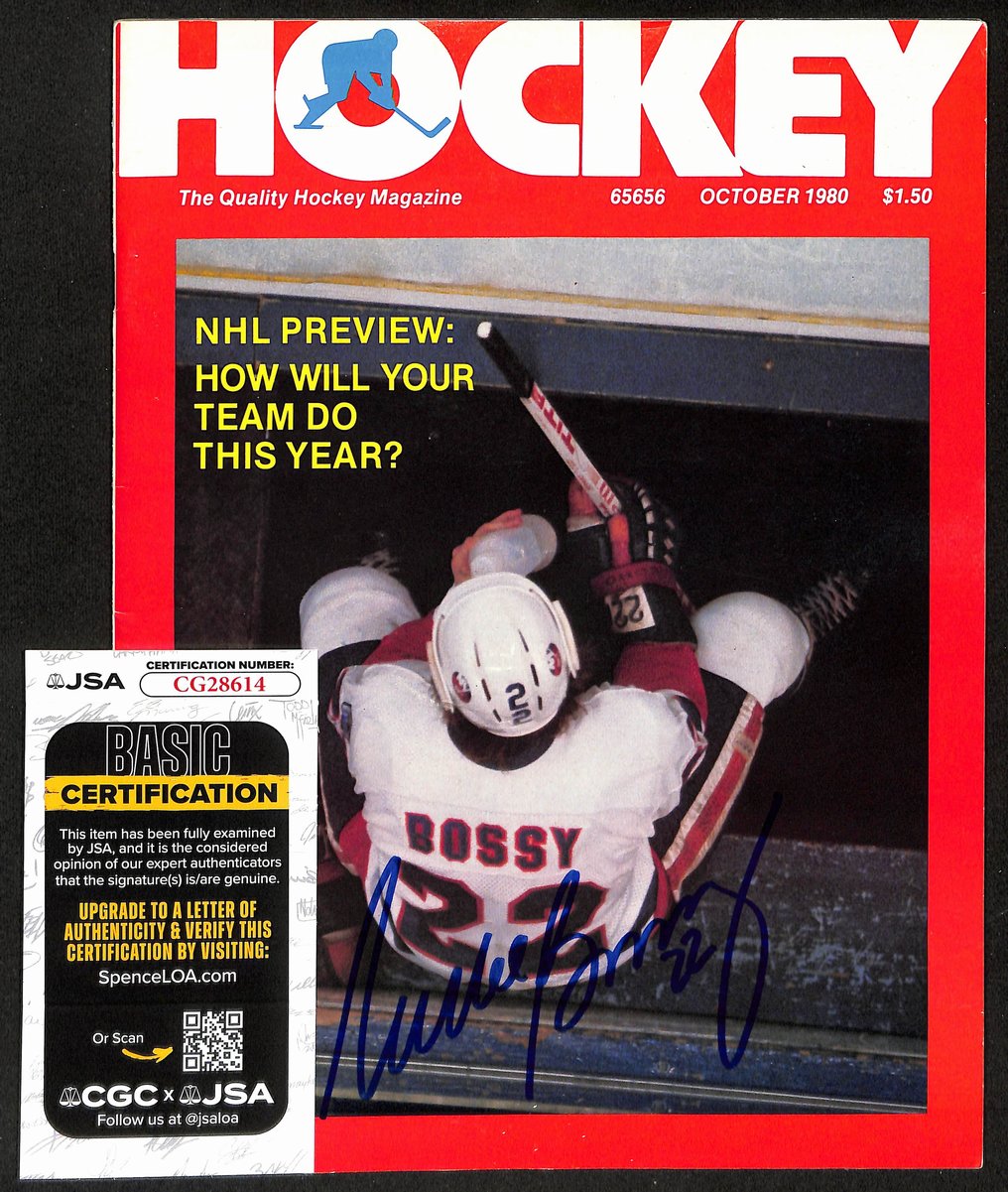 Mike Bossy New York Islanders HOF Signed 1980 Hockey Magazine JSA 197264