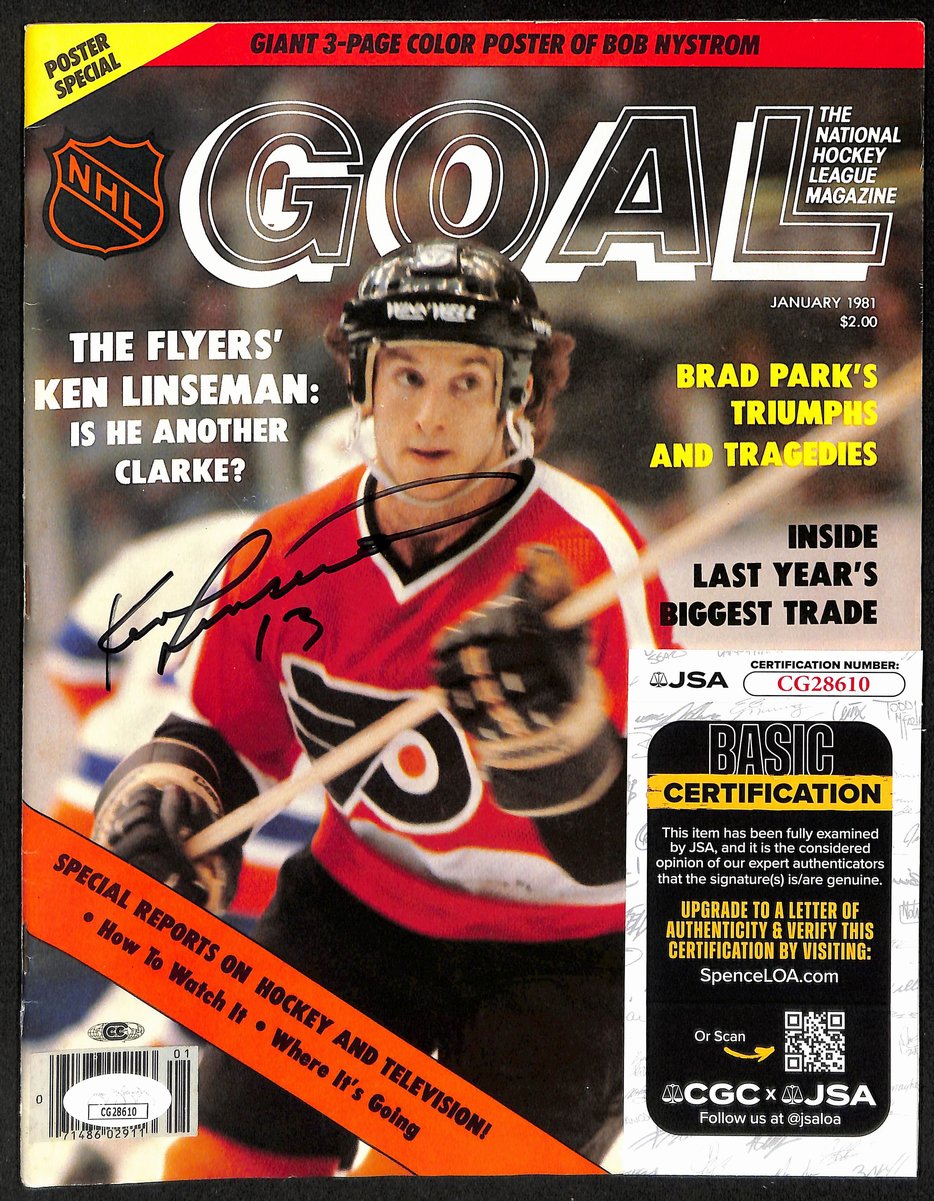 Ken Linesman Philadelphia Flyers Signed January 1981 Goal Magazine JSA 197268