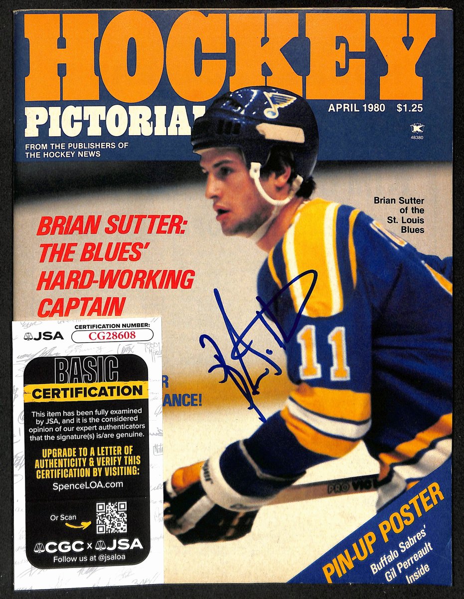 Brian Sutter St. Louis Blues Signed April 1980 Hockey Pictorial JSA 197270