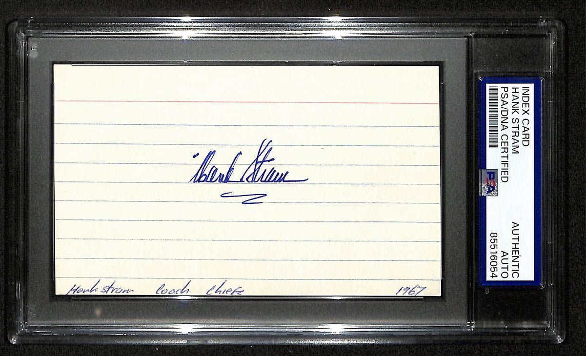 Hank Stram HOF Signed/Autographed 3x5 Index Card KC Chiefs PSA/DNA 196958