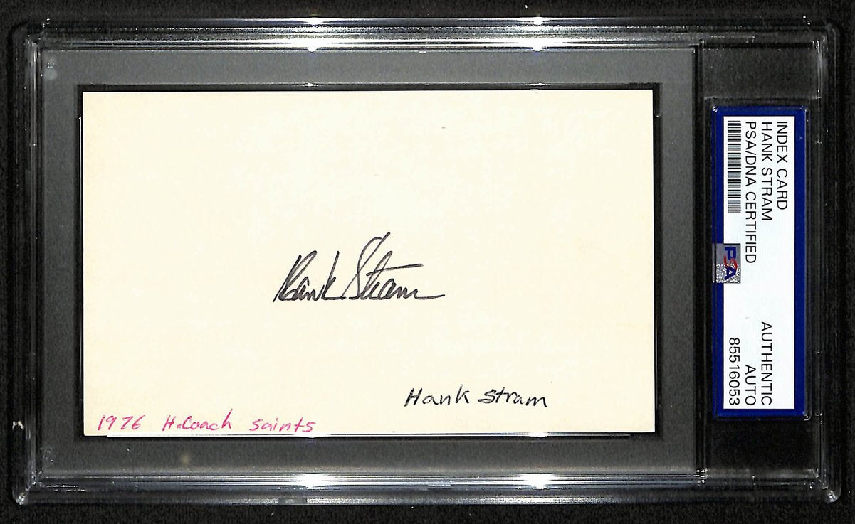Hank Stram HOF Signed/Autographed 3x5 Index Card Saints PSA/DNA 196959