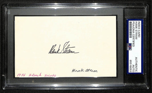 Hank Stram HOF Signed/Autographed 3x5 Index Card Saints PSA/DNA 196959