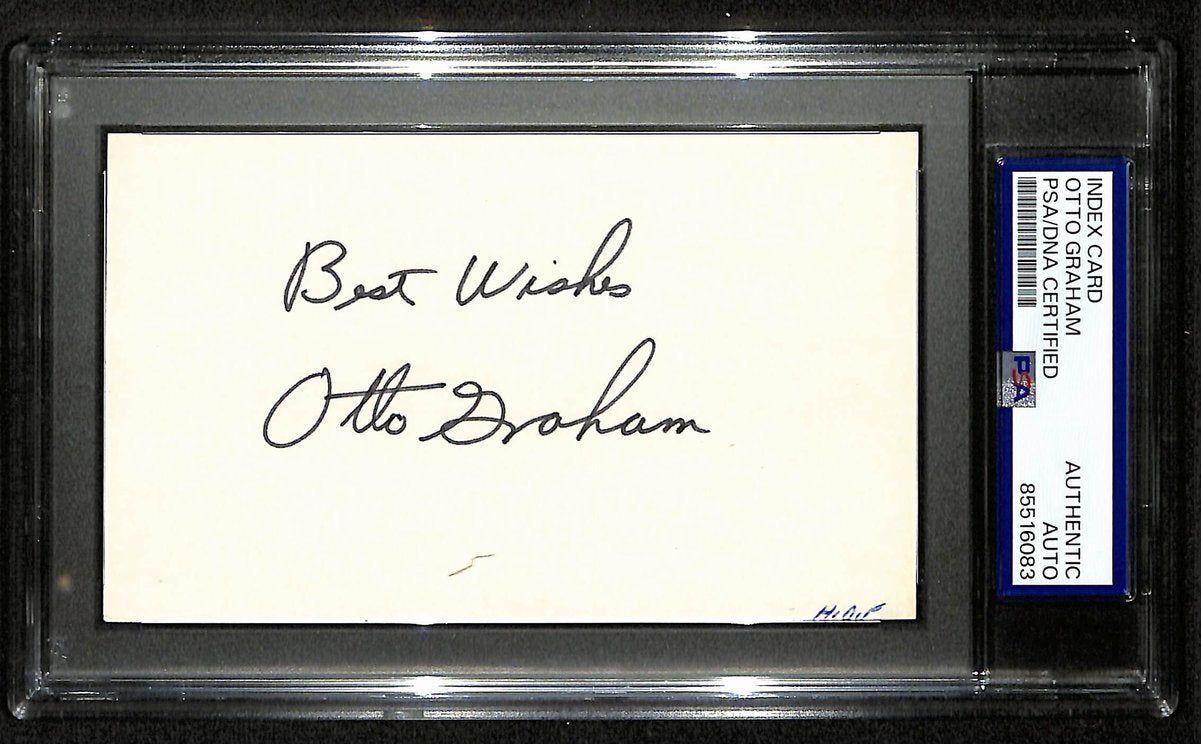 Otto Graham HOF Signed/Inscribed 3x5 Index Card Browns PSA/DNA 196968