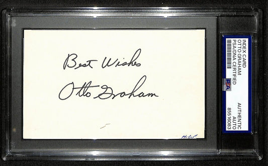 Otto Graham HOF Signed/Inscribed 3x5 Index Card Browns PSA/DNA 196968
