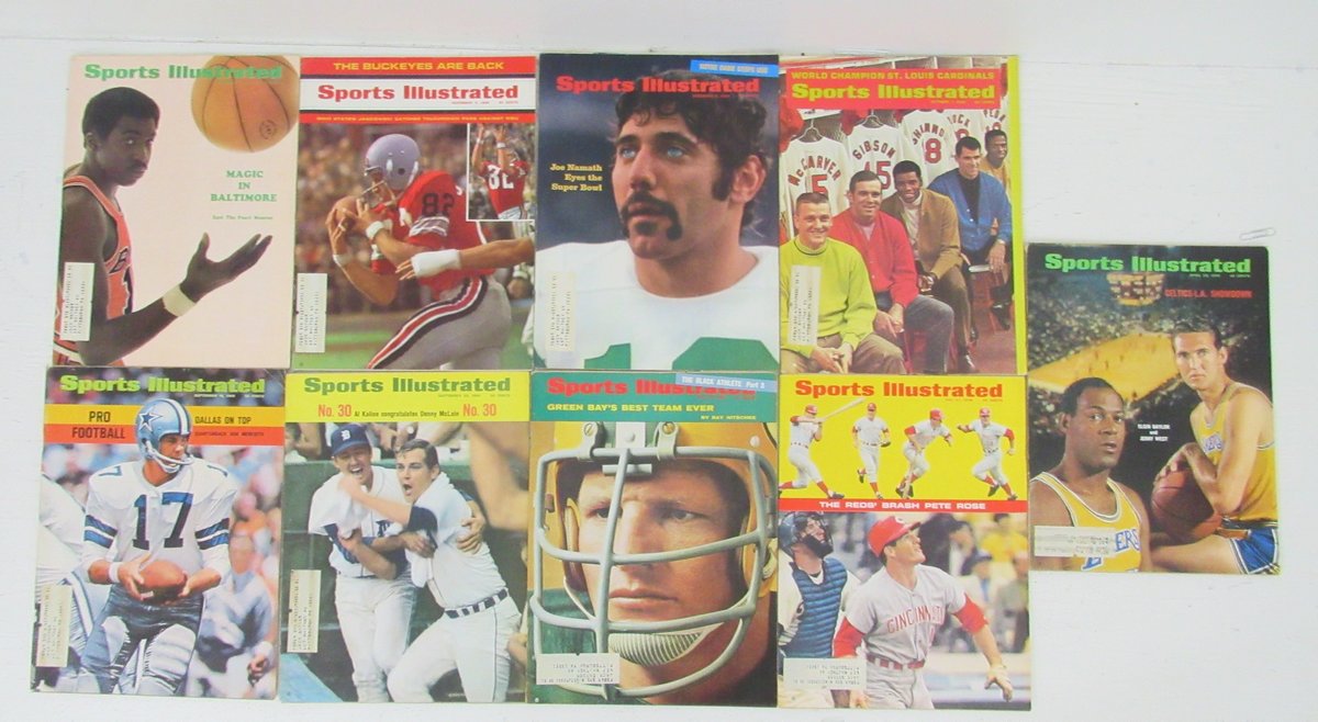 Lot of (37) 1968 Sports Illustrated Magazine Issues Namath/West Covers 197759