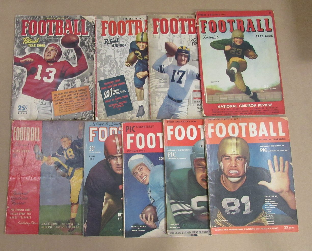 1941-1949 Street & Smith College Football Yearbook Lot of 10