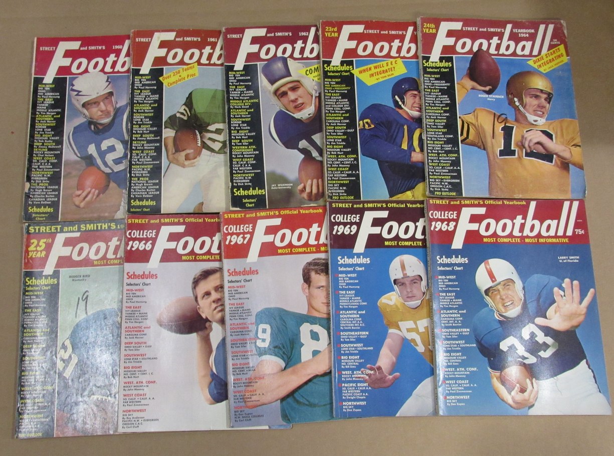 1960-1969 Street & Smith College Football Yearbook Lot of 10