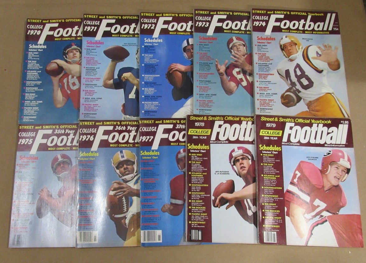 1970-1979 Street & Smith College Football Yearbook Lot of 10