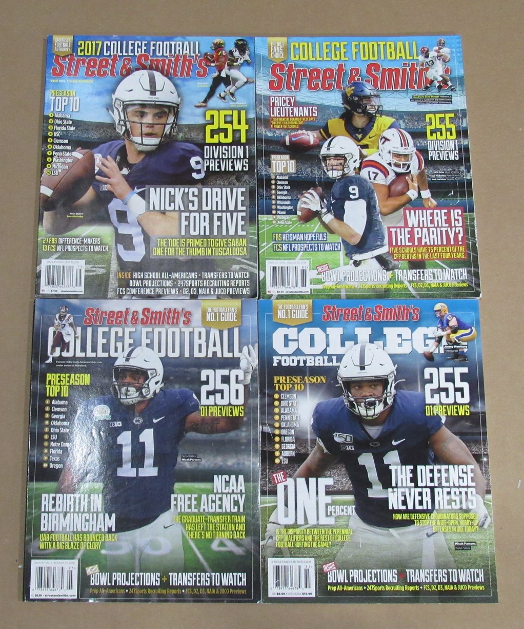 2017-2020 Street & Smith College Football Yearbook Lot of 4