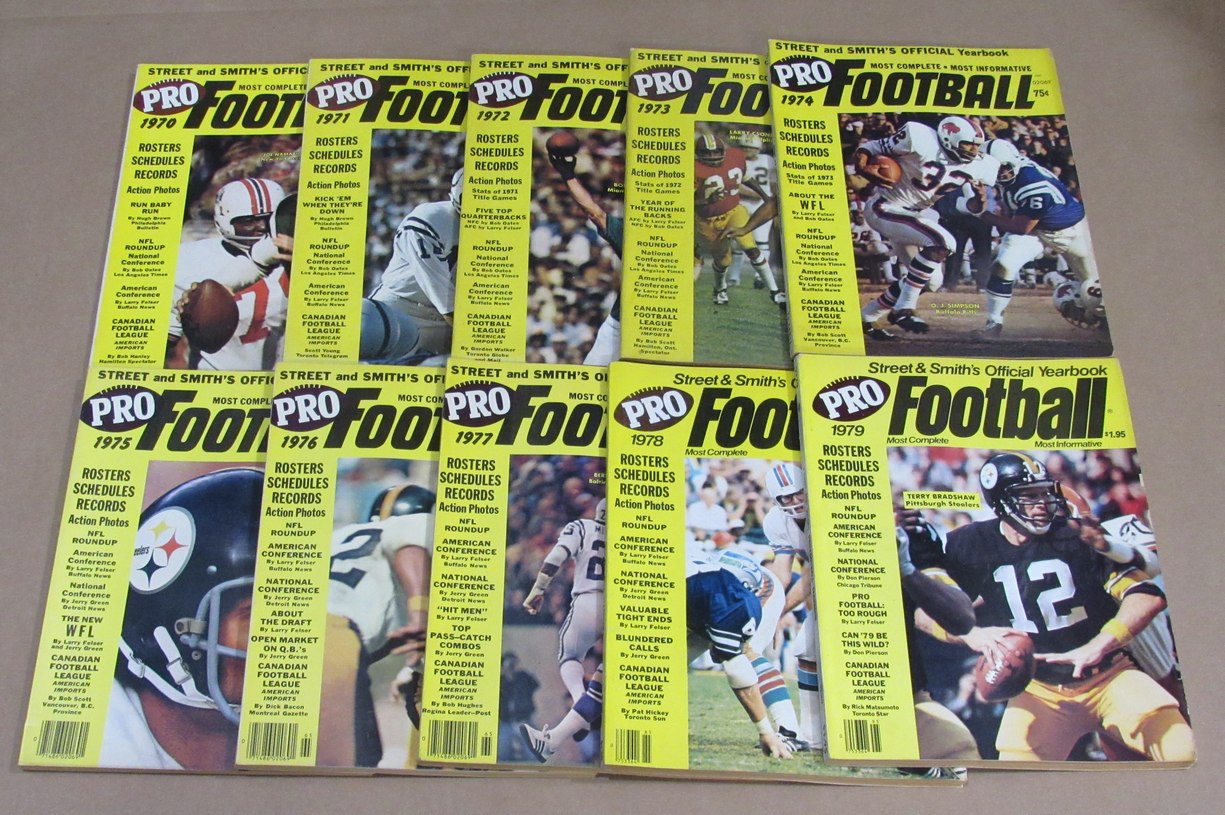 1970-1979 Street & Smith Pro Football Yearbook Lot of 10