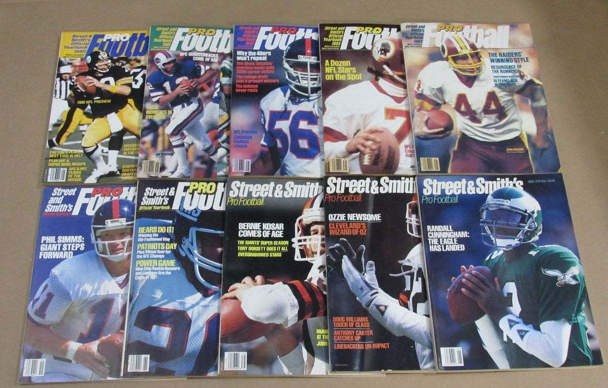 1980-1989 Street & Smith Pro Football Yearbook Lot of 10