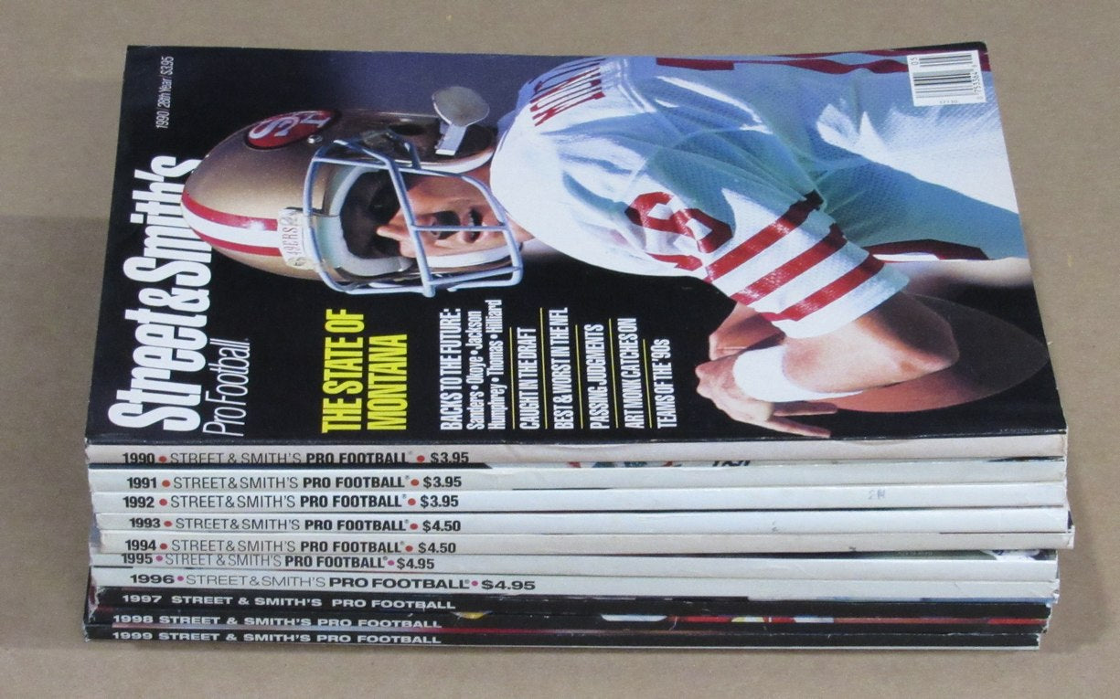 1990-1999 Street & Smith Pro Football Yearbook Lot of 10