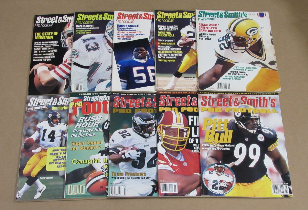 1990-1999 Street & Smith Pro Football Yearbook Lot of 10