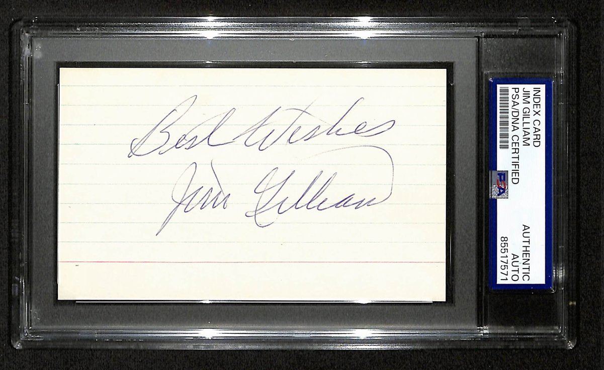 Jim Gilliam Signed/Inscribed 3x5 Cut on Index Card Dodgers PSA/DNA 196981