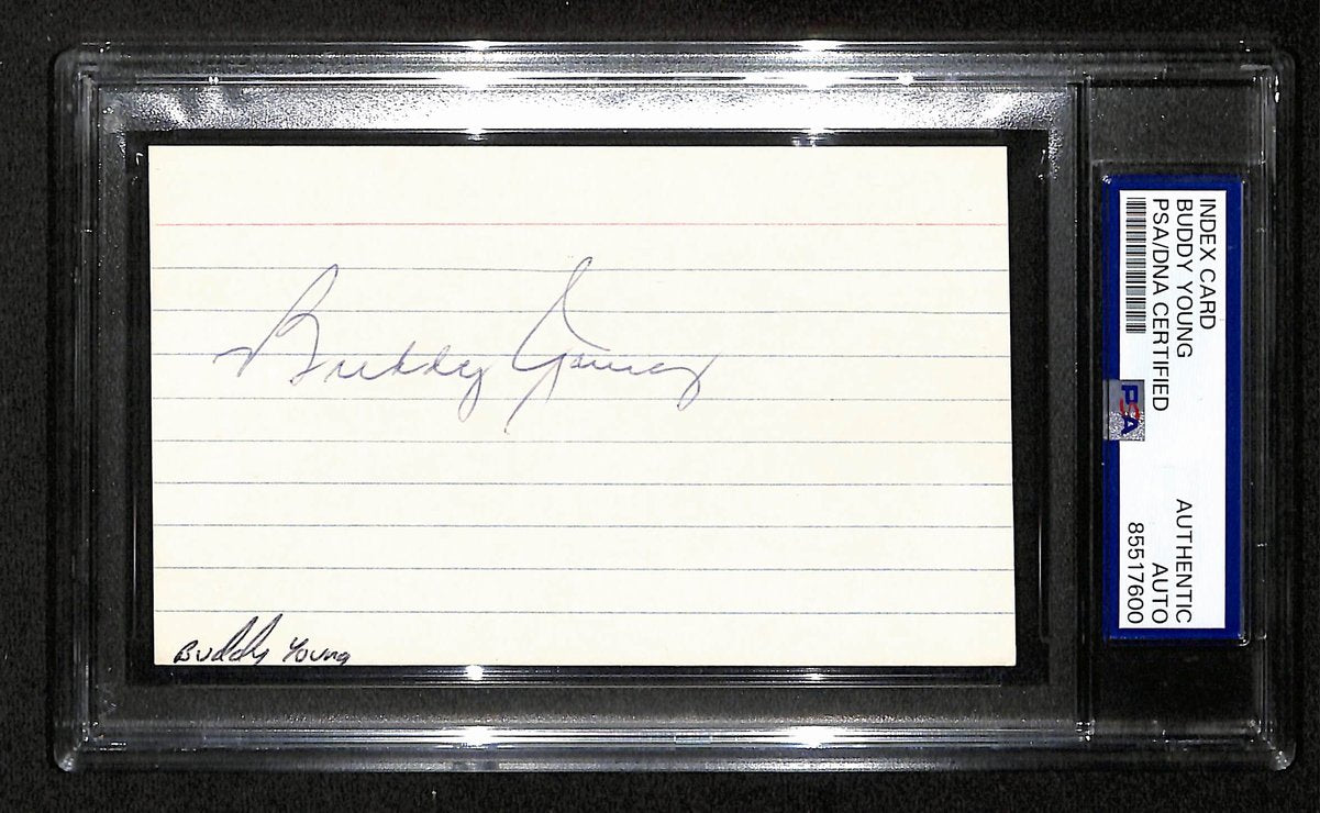 Buddy Young Signed/Autographed 3x5 Index Card Baltimore Colts PSA/DNA 197807