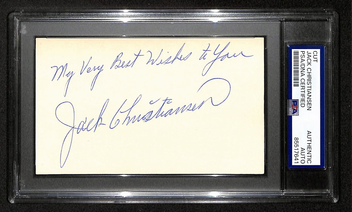 Jack Christiansen HOF Signed/Inscr Cut on 3x5 Card Detroit Lions PSA/DNA 197808