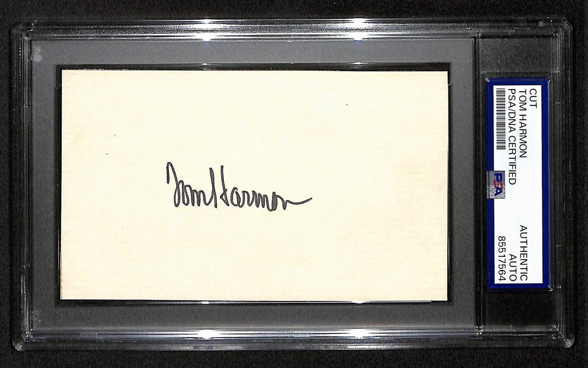 Tom Harmon Signed/Auto Cut on 3x5 Card Michigan 1940 Heisman PSA/DNA 197811