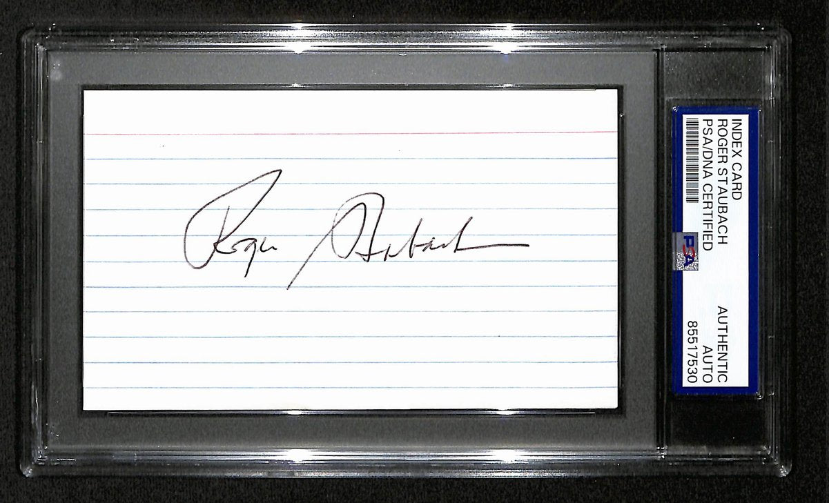 Roger Staubach HOF Signed/Auto 3x5 Index Card Dallas Cowboys PSA/DNA 197812