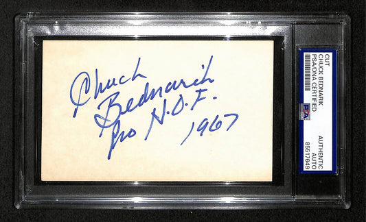 Chuck Bednarik HOF Signed/Auto Cut on 3x5 Card Eagles PSA/DNA 197817