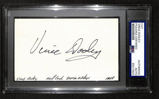 Vince Dooley Signed/Auto Cut on 3x5 Card Georgia Bulldogs Coach PSA/DNA 197823