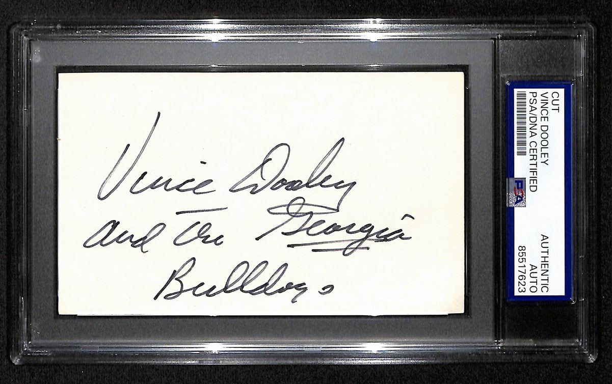 Vince Dooley Signed/Inscr Cut on 3x5 Card Georgia Bulldogs Coach PSA/DNA 197824