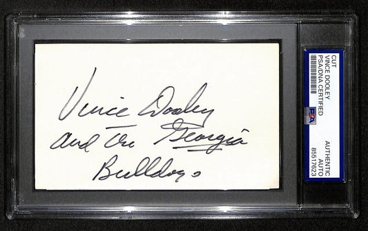Vince Dooley Signed/Inscr Cut on 3x5 Card Georgia Bulldogs Coach PSA/DNA 197824